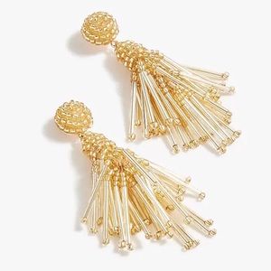 NWT J. Crew Beaded Tassel Earrings, Resortwear Beach Boho Gold J.Crew Factory